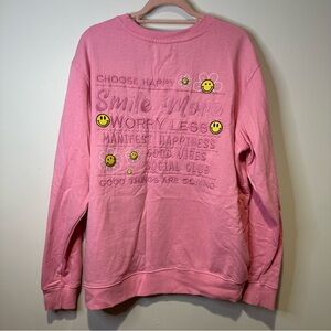 recycled threads smiley face crewneck sweatshirt size extra large